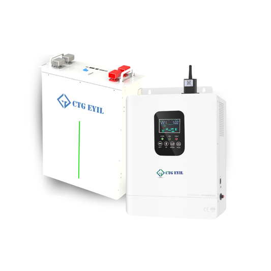 48V Combo - 48V 5kW Hybrid Inverter + 51.2V 100Ah Wall & Stack Mount Lithium Battery